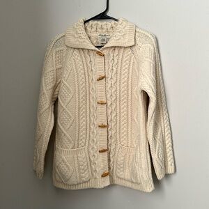 Eddie Bauer Wool Open Fisherman Cardigan Sweater